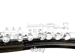 Ensemble de train en cristal Swarovski avec piste en bois 6 pièces