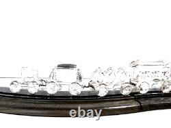 Ensemble de train en cristal Swarovski avec piste en bois 6 pièces