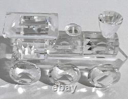 Ensemble de train en cristal Swarovski avec piste en bois 6 pièces