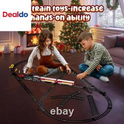 Ensemble de train jouet en métal avec des rails de luxe et passager lumineux, Noël