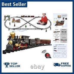 Ensemble de train pour enfants avec circuit de train électrique à télécommande autour du sapin de Noël