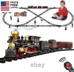 Ensemble de train pour enfants avec voie de train électrique télécommandée autour du sapin de Noël