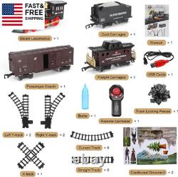 Ensemble de train pour enfants avec voie de train électrique télécommandée autour du sapin de Noël