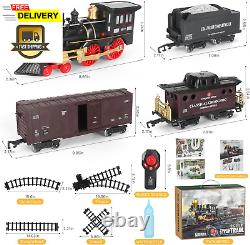 Ensemble de train pour enfants, ensemble de train télécommandé avec rails, locomotive à vapeur