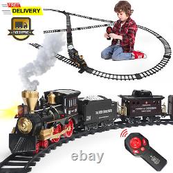 Ensemble de train pour enfants, ensemble de train télécommandé avec rails, locomotive à vapeur