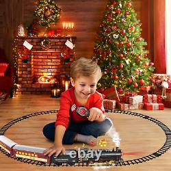 Ensemble de train télécommandé avec voies de Noël, trains fumants, sifflet et lumières