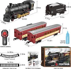 Ensemble de train télécommandé avec voies de Noël, trains fumants, sifflet et lumières