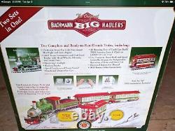 Ensemble de trains et de trolleys de Noël Bachman 90054 G de 1990 avec 400 pieds de voie