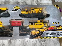 Ensemble de trains jouets motorisés Caterpillar CAT Construction Express avec 17 pieds de voie