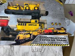 Ensemble de trains jouets motorisés Caterpillar CAT Construction Express avec 17 pieds de voie