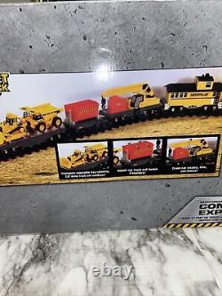 Ensemble de trains jouets motorisés Caterpillar CAT Construction Express avec 17 pieds de voie