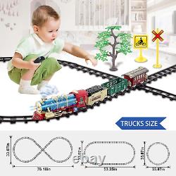 Ensemble de trains télécommandés de Noël avec rails, trains fumigènes, sifflets et lumières