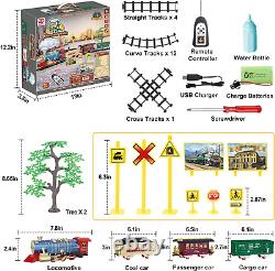 Ensemble de trains télécommandés de Noël avec rails, trains fumigènes, sifflets et lumières