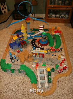 Huge Lot Fisher Price Geo Trax Train Set Trains Track Buildings Airport Plane