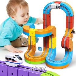 KlickRail Ensemble de Train Électrique Piste de Course Flexible pour Enfants 4 6 7 8 ans, 48 Pcs Voiture