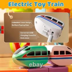 KlickRail Ensemble de Train Électrique Piste de Course Flexible pour Enfants 4 6 7 8 ans, 48 Pcs Voiture