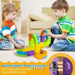 KlickRail Ensemble de Train Électrique Piste de Course Flexible pour Enfants 4 6 7 8 ans, 48 Pcs Voiture