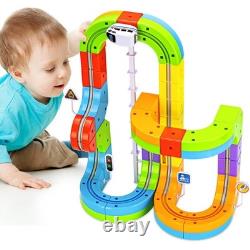 KlickRail Ensemble de Train Électrique Piste de Course Flexible pour Enfants 4 6 7 8 ans, 48 Pcs Voiture