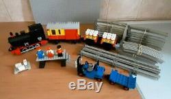 Lego 12v 7722 Vapeur Cargo Train 12 Volt Ferroviaire Gris Voie Eisenbahn, Année 1985