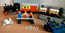Lego 12v 7722 Vapeur Cargo Train 12 Volt Ferroviaire Gris Voie Eisenbahn, Année 1985
