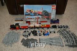 Lego 7722 Train Ensemble Presque Complet W Legos Supplémentaires, Voitures, Personnes, Piste, Boîte