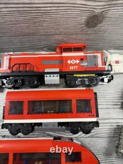 Lego Trains de Fret Rouges 3677, 7938 Lot. Retraité, Incomplet, Non testé, D'innombrables Rails