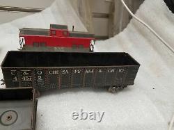 Marx Toy Train Set Streamline Traces Voitures Télécommande Électrique 1940's Vintage