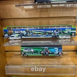 RARE Ensemble de train HO 8 des Seattle Seahawks Hawthorne Village Super Bowl 48 + Ensemble de rails