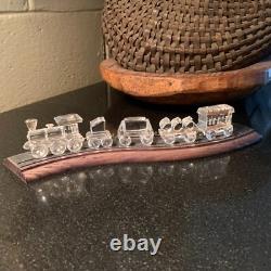 Set de Train en Cristal Swarovski 5 Figurines de Voiture avec Piste en Bois 6 pièces Pristine