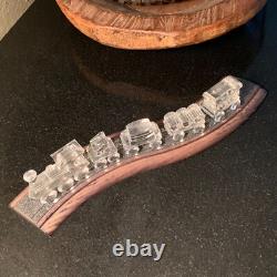 Set de Train en Cristal Swarovski 5 Figurines de Voiture avec Piste en Bois 6 pièces Pristine
