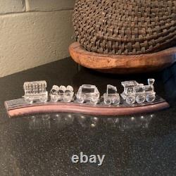 Set de Train en Cristal Swarovski 5 Figurines de Voiture avec Piste en Bois 6 pièces Pristine