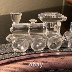 Set de Train en Cristal Swarovski 5 Figurines de Voiture avec Piste en Bois 6 pièces Pristine