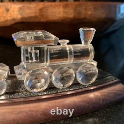 Set de Train en Cristal Swarovski 5 Figurines de Voiture avec Piste en Bois 6 pièces Pristine