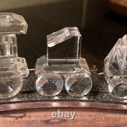 Set de Train en Cristal Swarovski 5 Figurines de Voiture avec Piste en Bois 6 pièces Pristine
