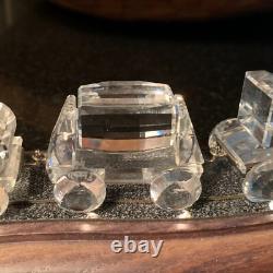 Set de Train en Cristal Swarovski 5 Figurines de Voiture avec Piste en Bois 6 pièces Pristine