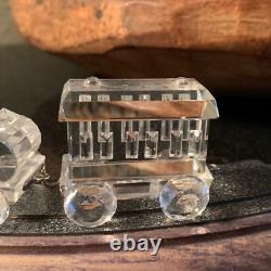 Set de Train en Cristal Swarovski 5 Figurines de Voiture avec Piste en Bois 6 pièces Pristine
