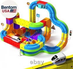 Set de train électrique pour enfants, kits de construction de rails 3D DIY avec train et signaux de circulation