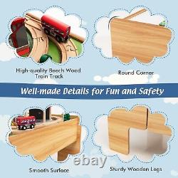 Table en bois 3-en-1 avec ensemble de rails de 84 pièces, tiroir de rangement