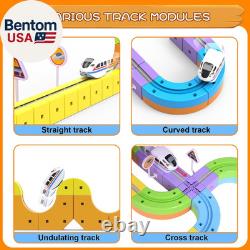 Train Électrique avec Pistes de Course Flexibles 3D Magiques pour Enfants, Circuit de Voitures de Course E