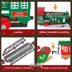 Train de jouet de Noël avec lumière et son Ensemble de piste circulaire de train de jouet de Noël cadeau pour enfant