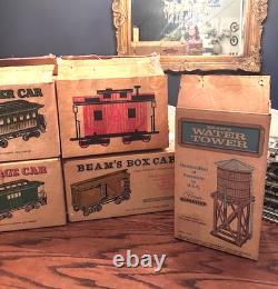 VTG Jim Bean Décanteur Train Ensemble Vide 7 Voitures avec rails et Réservoir d'Eau