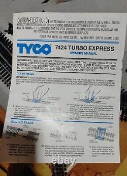 Vintage 1987 Tyco Turbo Express Train Slot Car Kit De Voie Électrique